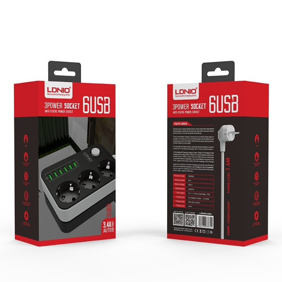 Imagen de Cargador USB X 6 + 3 Schuko SE3631