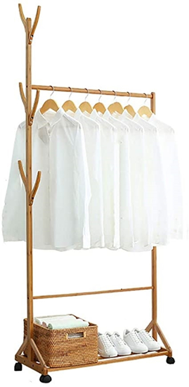 Imagen de Perchero c/Ruedas Madera Color Natural 70X35X155 cm