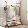 Imagen de Perchero c/Ruedas Madera Bambú Oscuro 100X35X155cm