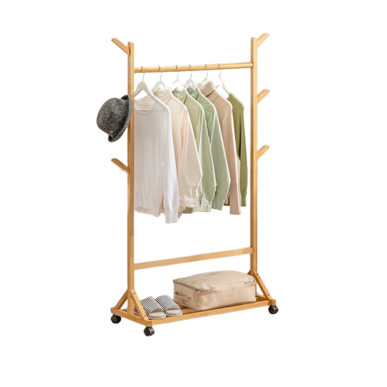 Imagen de Perchero c/Ruedas Madera Bambú Natural 80X35X155cm
