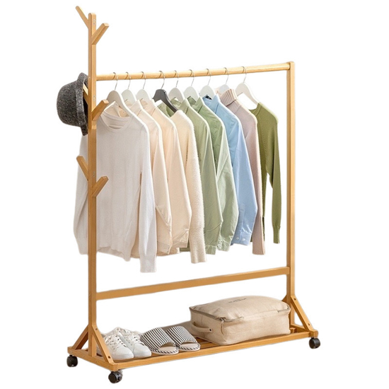 Imagen de Perchero c/Ruedas Madera Color Natural 80X35X155 cm