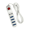 Imagen de Alargue Zapatilla 3 Metros. 4 tomas. 2 USB. llave de encendido