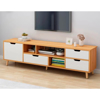 Imagen de Rack TV Madera Minimalista 4 Cajones 140 cm Color Natural y Blanco