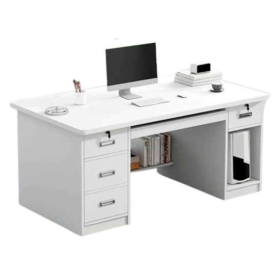 Imagen de Escritorio 4 Cajones 2 Estantes 140 cm Blanco