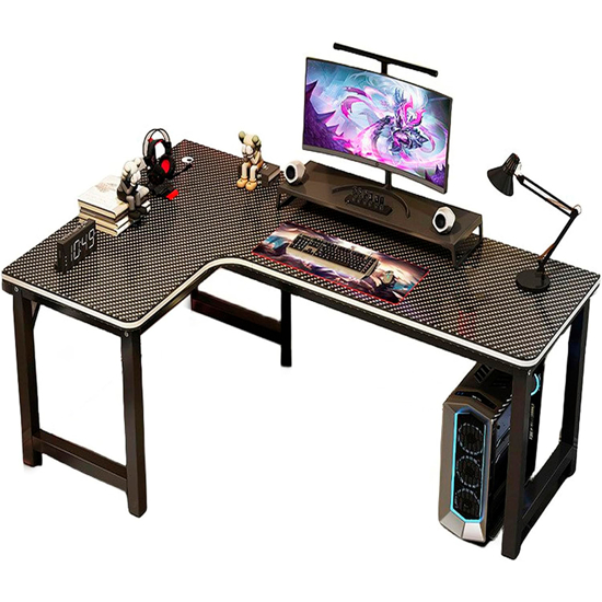Imagen de Escritorio Gamer en L Fibra de Carbono y Metal 120x80 cm