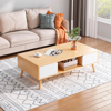 Imagen de Mesa Ratona Auxiliar 120x60cm Natural Estante 2 Cajones