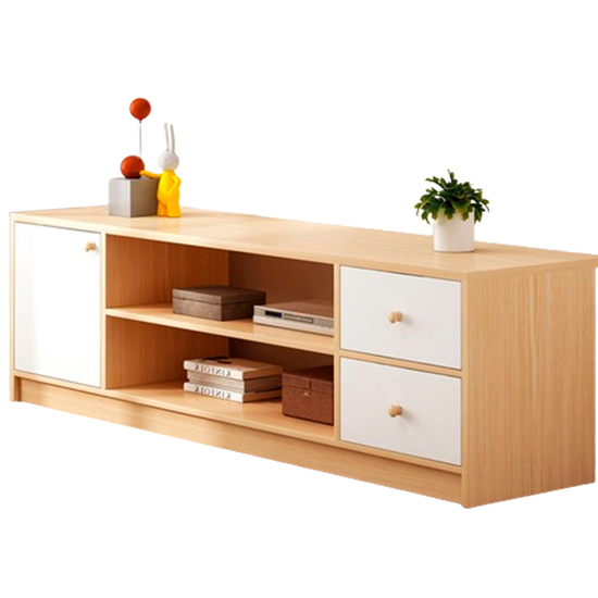 Imagen de Rack TV Madera MDF 3 Cajones 2 Estantes 120cm Natural