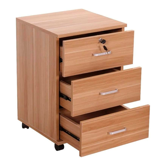 Imagen de Mueble 3 Cajones Cerradura Oficina Mesa de Luz con Ruedas