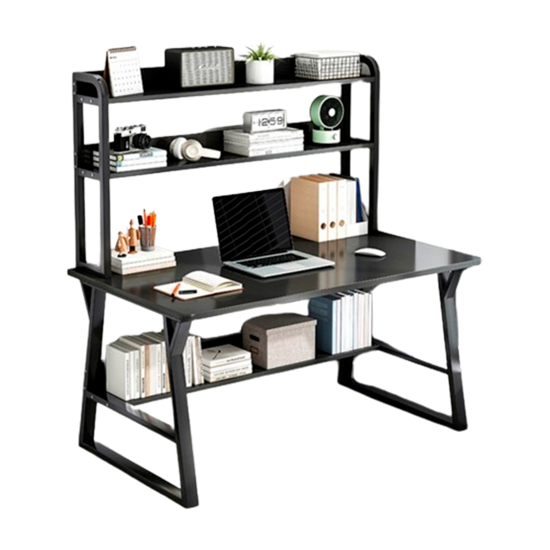 Imagen de Escritorio Madera Hierro con 3 Estantes 120x60cm Negro