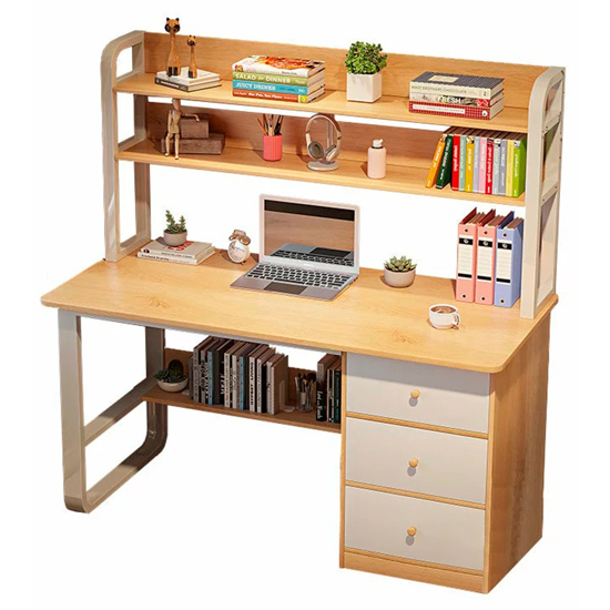 Imagen de Escritorio Madera Hierro 3 Estantes 3 Cajones 100x50cm