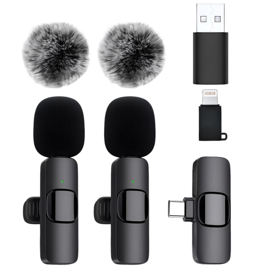 Imagen de Micrófono Solapero Inalámbrico Pack X2 USB, USB-C, Lightning