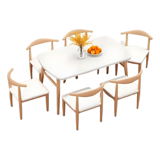 Imagen de Juego de Comedor Nórdico Mesa Blanca + 6 Sillas