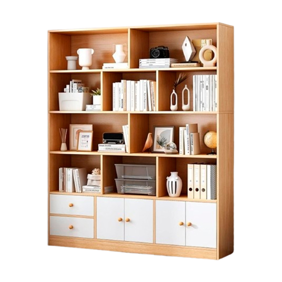 Imagen de Estantería Biblioteca 5 Niveles 4 Puertas 2 Cajones 140x178cm