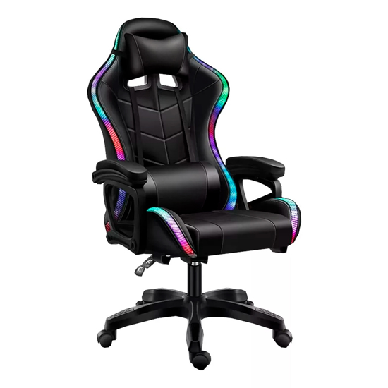Imagen de Silla Gamer Led Rgb Con Control Reclinable Masaje Posabrazos