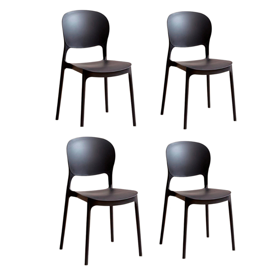 Imagen de Juego de 4 Sillas de Comedor con Respaldo Negro Mate