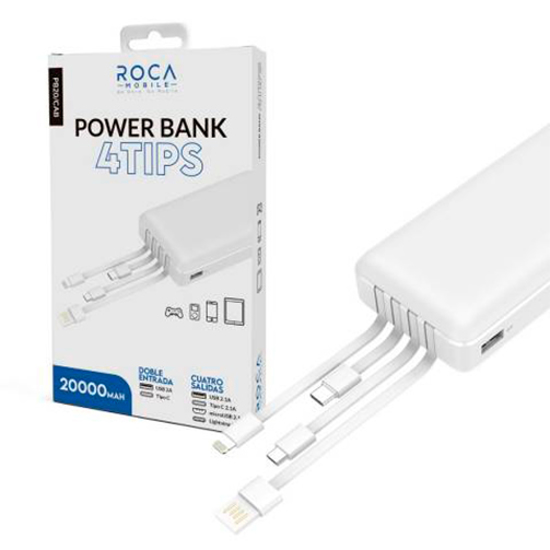 Imagen de Power Bank Roca Universal PB20 20000 mAh Con Cables