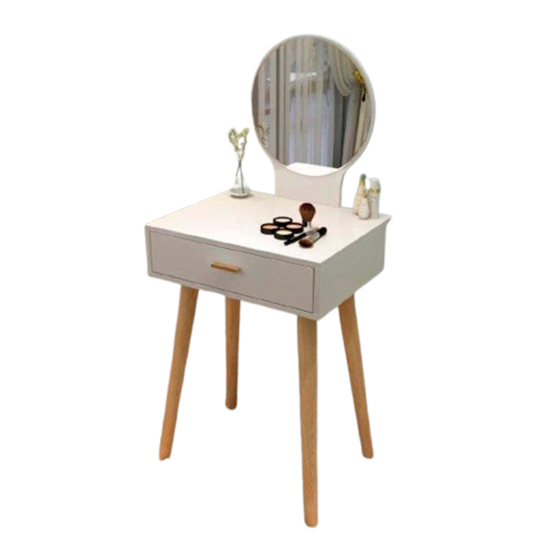 Imagen de Tocador de Madera con Espejo, Natural con Blanco 120x50cm