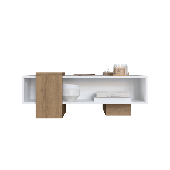 Imagen de Mesa Ratona Sense Blanca Y Miel 90x57.6x32.8cm