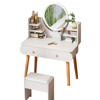 Imagen de Tocador con Espejo Luz LED 2 Cajones y Taburete Blanco