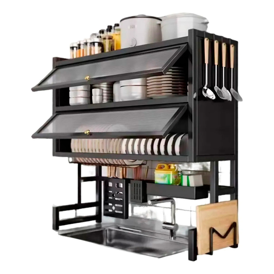Imagen de Escurridor sobre Pileta con Tapa 2 Niveles 75cm Negro