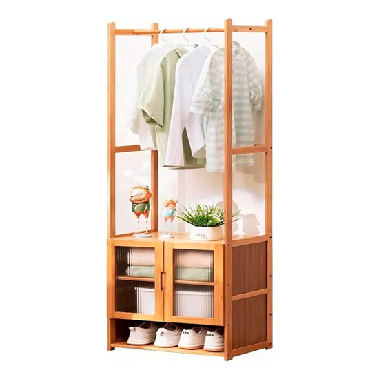 Imagen de Perchero Bambu de Pie 52x31x170cm 3 Estantes Color Natural