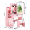 Imagen de Tocador Con Espejo 5 Estantes 4 Cajones Taburete Movi Rosa