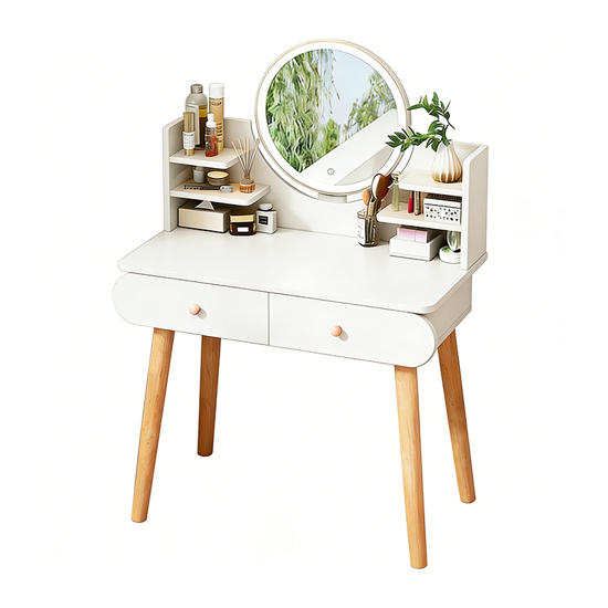Imagen de Tocador Con Espejo 4 Estantes 2 Cajones Y Taburete