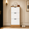 Imagen de Zapatera MDF 3 Niveles con Estante Blanco y Natural Mövi