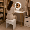 Imagen de Tocador con Espejo Luz LED 3 Colores y Taburete