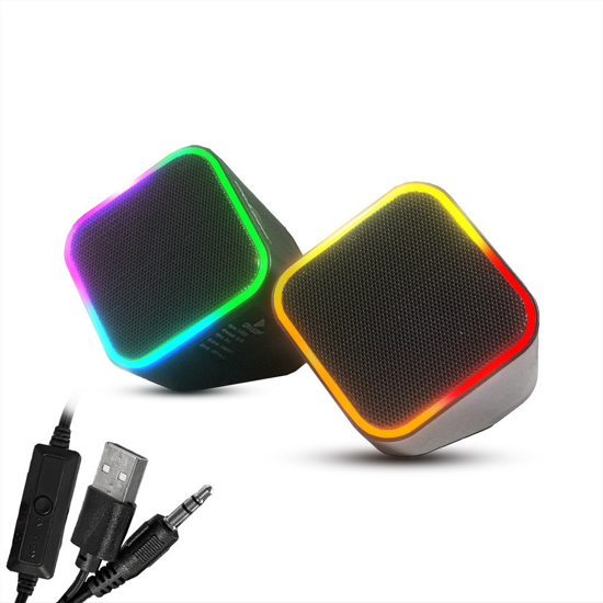 Imagen de Parlantes PC JNS-67 USB + Jack 3.5 mm RGB 6W