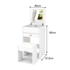 Imagen de Tocador 80x40cm Blanco con Espejo LED Cajones y Taburete